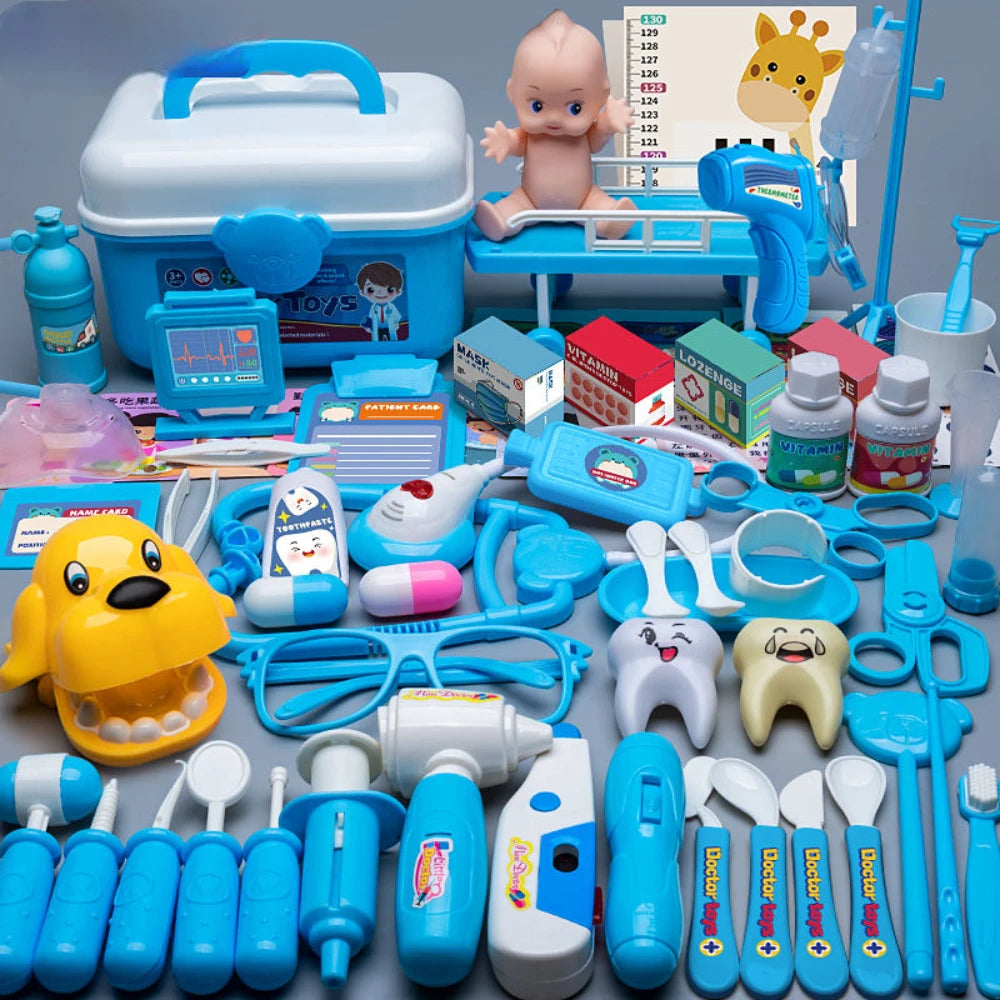 WizKidz Doctor Nurse Role Play Set Medical Tools With Stethoscope & Injectors In A Pretend Play Trolley Box Ideal Gift for Kids