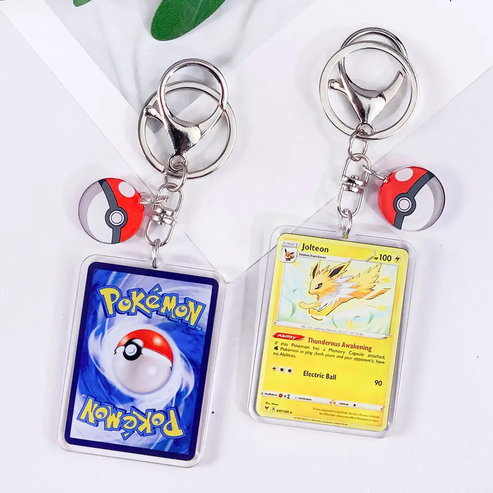 Pokémon Card Cute Acrylic Car Keychain Accessories Pikachu Charizard Gengar EeveeBag Charm Backpack Pendant Gifts For Friends
