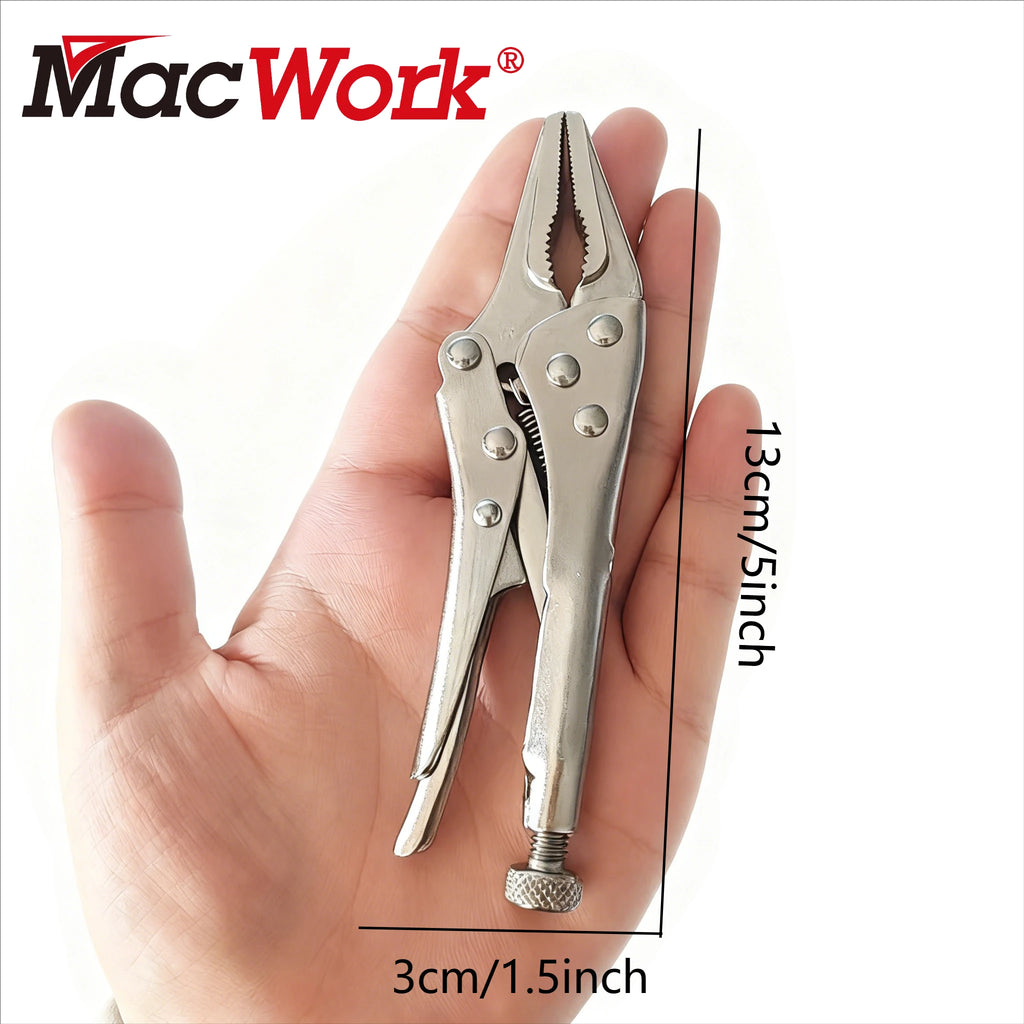 5-Inch Heavy-Duty Mini Sharp-Nose Pliers - Adjustable Height, Non-Slip Grip, Compact & Sturdy Metal Clamping Tool