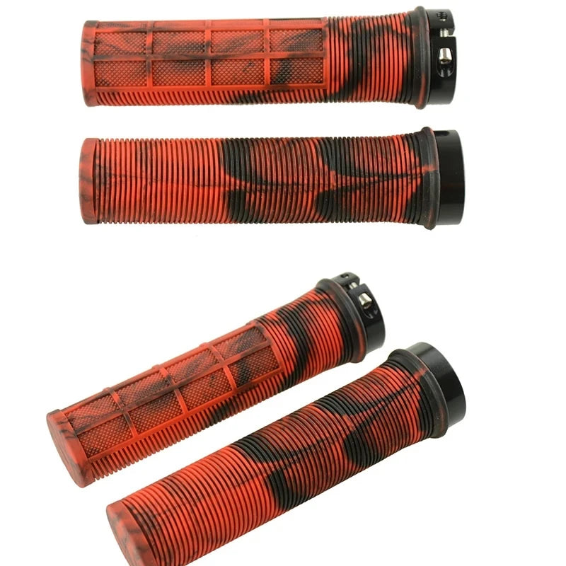 TPR Bicycle Grips Integrated Bicycle Handlebar Grips Aluminum Alloy Lock on Bicycle Handles Non-slip MTB Cuffs Bike Part