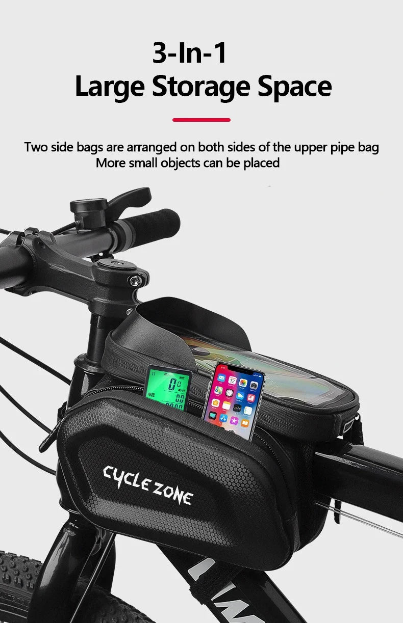 Bicycle Phone Bag Bike Top Front Tube Frame Bags Cycling Front Bag Touch Screen Road MTB Mountain Bike Phone Bags Accessories