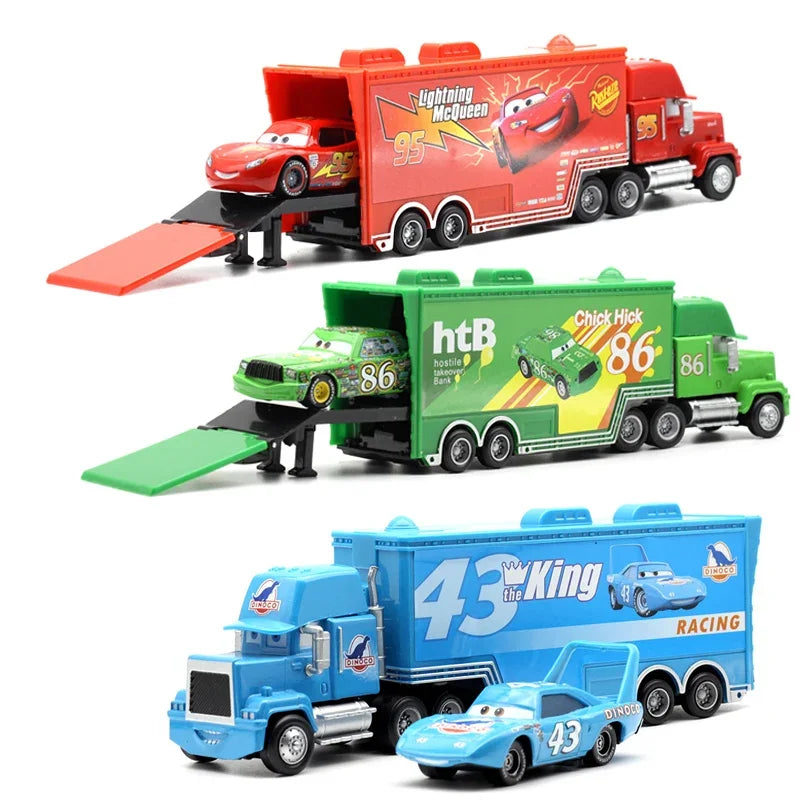 IN STOCK! Disney Pixar Cars And Truck Set Lightning Mcqueen Uncle Mike The King Cruz Model Trucks Car Christmas Gift for Kids