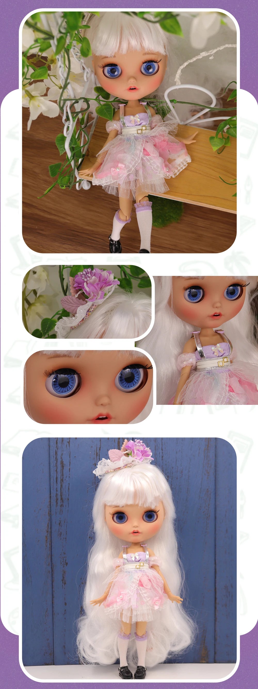 ICY DBS Blyth Doll Pouting Mouth Tan Skin Matte Face Joint Body 1/6 BJD OOAK Ob24 Anime Girl