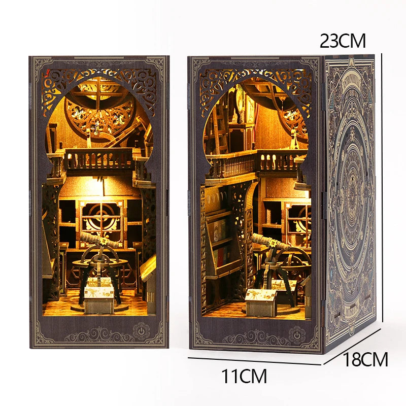 DIY Wooden Book Nook Insert Kit Doll Houses Building Toys Bookends Bookshelf Decor DollHouses Toys For Kids Xmas Gifts