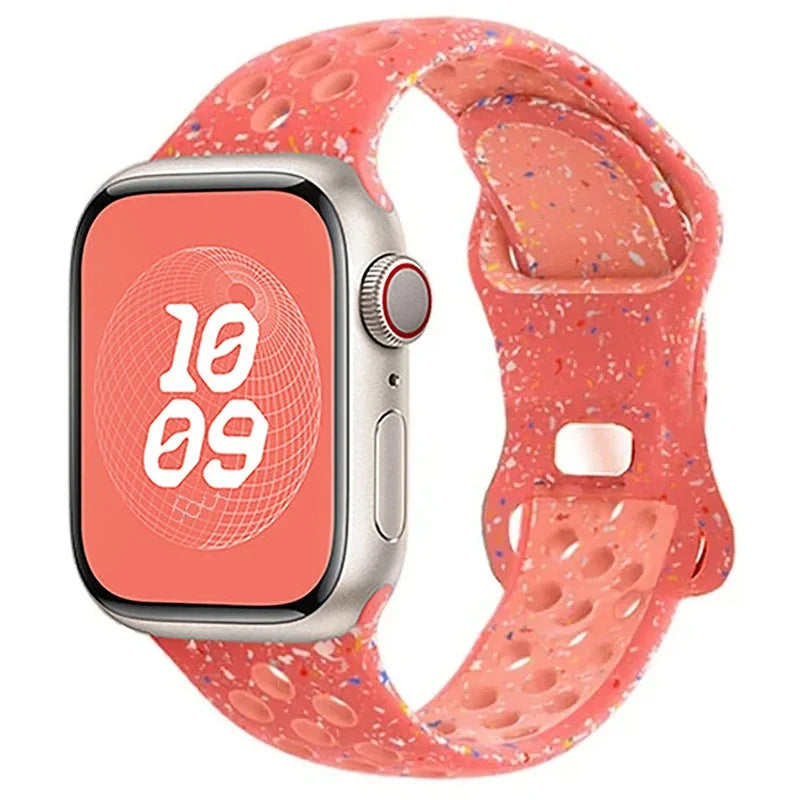 Original Sport Strap for Apple Watch Band 46mm 49mm 45mm 44mm 38 42mm Colored Particles Rubber Band IWatch Ultra 10 9 8 7 6 5 SE