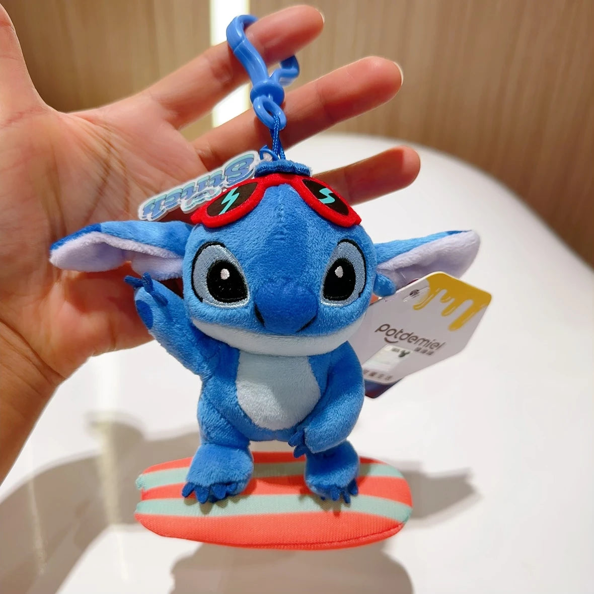 Genuine Disney Stitch Lotso Plush Toys Keychain Pendant Accessories Cute Cartoon Stuffed Doll Key Ring Toys Key Chain Gift