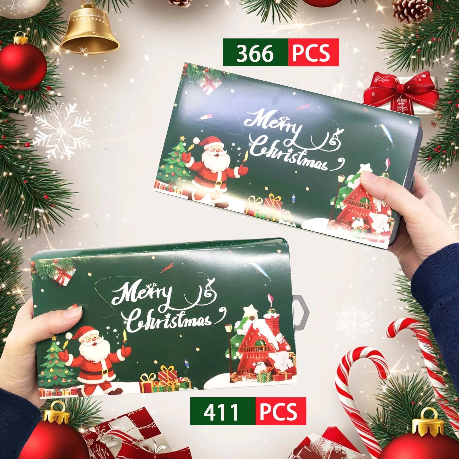 411/366/136/86Pcs of Christmas fishing lure set with storage box,  which is common in salt water and fresh water