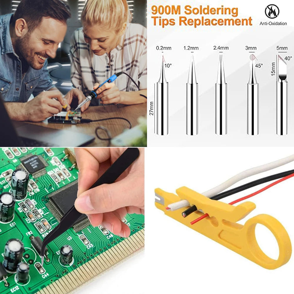 2026 Soldering Iron Kit Welding Tools (908-06: With Multimeter ; 908-02: without) Soldering Kit with LCD Digital Multimeter 60W