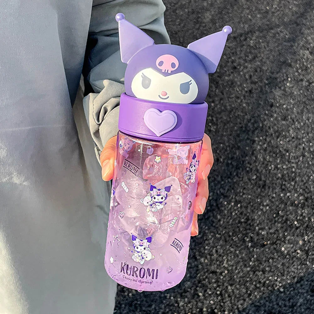 500ml Kawaii Sanrio Dolls Transparent Cup Cartoon Hello Kitty Kuromi Cinnamoroll Melody Plastic Water Bottle Gifts
