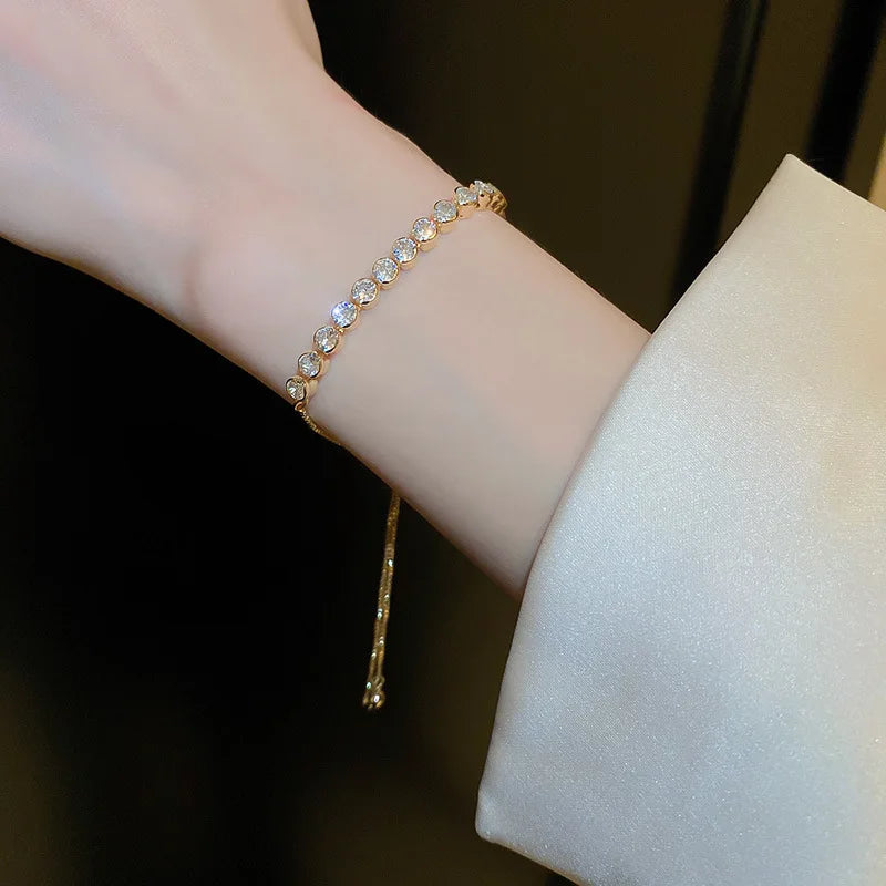 Wave Geometry Adjustable Bracelet Bangle Luxury Fashion Rhinestone Crystal Bracelets Women Wedding Wristband Jewelry