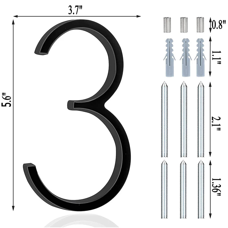 5.6inch Apartment Door Numbers Waterproof Zinc Alloy Street Mailbox Home Address Signs Black Modern House Floating Plate Digit