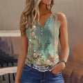 2024 New Casual Small Vest T-shirt Suspenders Woman Clothes Fashion V-neck Painted Grace Top Ladies Tank Top Camisole for Summer