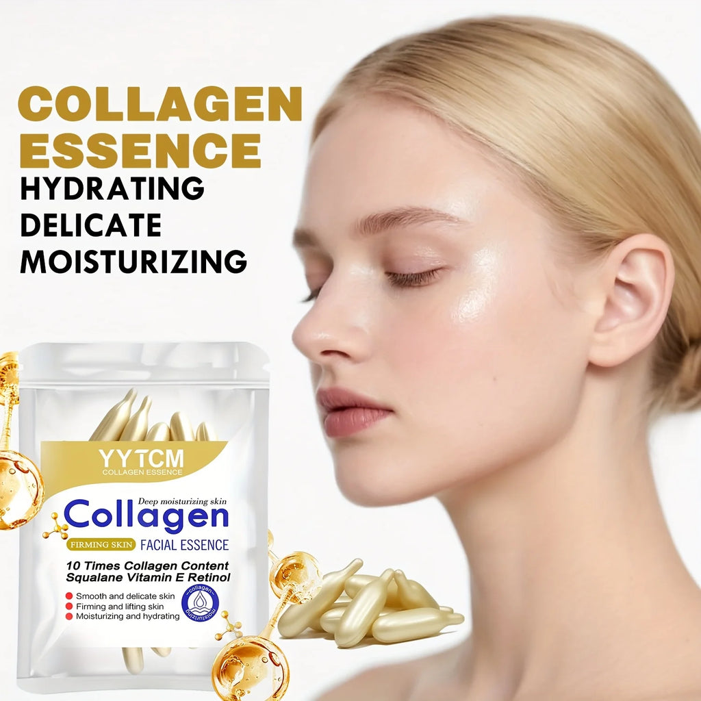 Collagen Firming Capsule Essence, Moisturizing and Smoothing the Skin, Contains Plant-Based Squalane, Retinol, and Vitamin E Deep Hydration Essence (0.4Gx30 Capsules)/Bag-1 Bag
