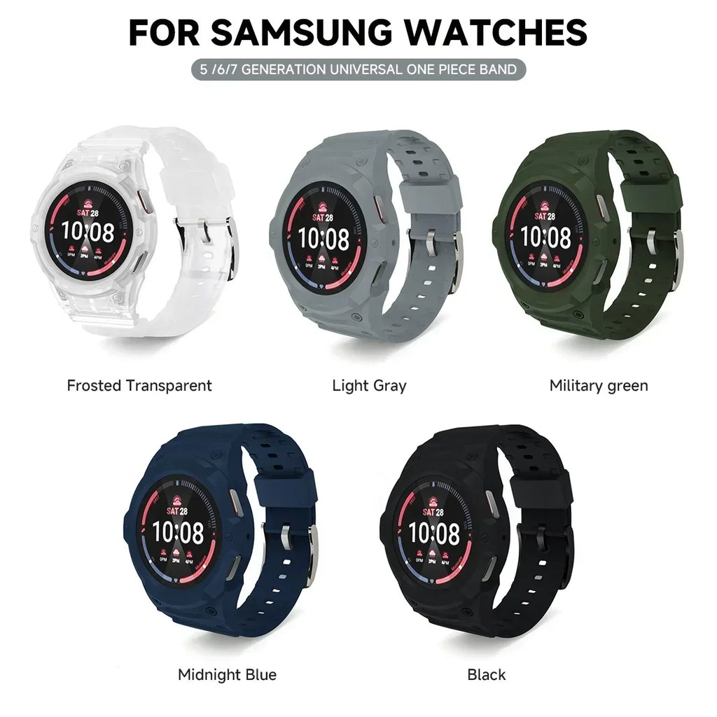 Silicone Strap+PC Case for Samsung Galaxy Watch 7/6/5/4 40MM 44MM New Mod Kit for Samsung SmartWatch Sport Loop Band Bracelet