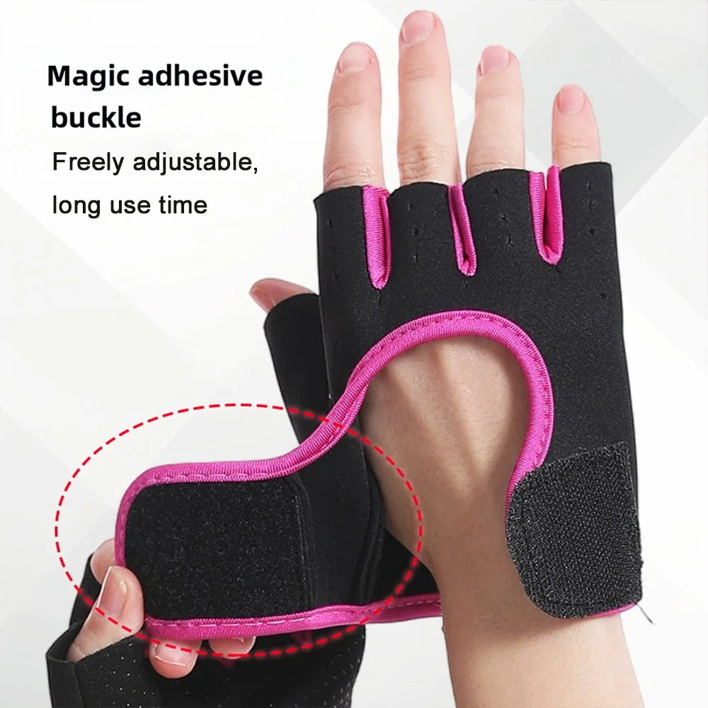 1 Pair Unisex Adjustable Sports Gloves For Autumn And Winter with Anti-slip Silicone Dots for Weightlifting Cycling Squat
