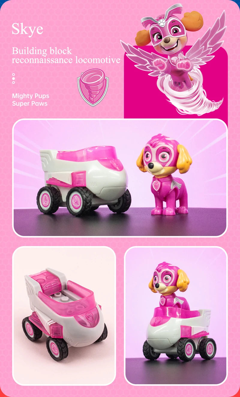 Genuine Paw Patrol PVC Cartoon Model Car 4-6cm Ryder Mashall Chase Rubble Skye Puppy Patrol Toys Figure Children Christmas Gifts