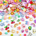 100PCS Random Mixed Strawberry Flowers Nail Charms Sweet Resin Flatback Moon Nail Art Decoration Accessories Manicure DIY
