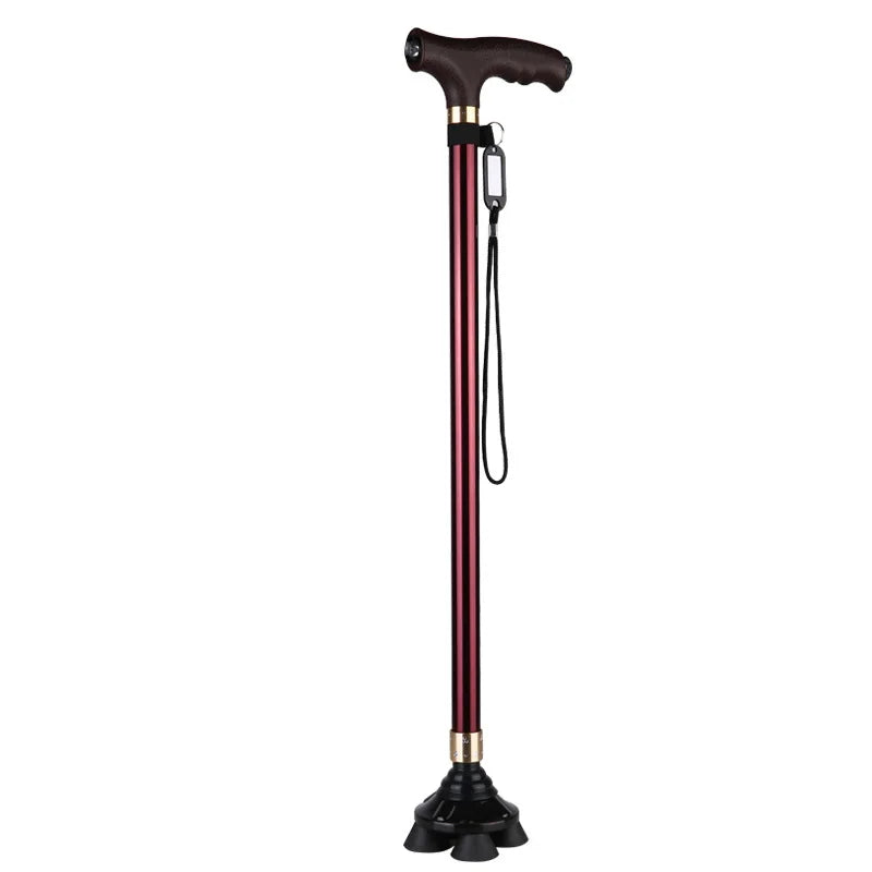 LED Light Non-Slip Elderly Walking Sticks Aluminum Alloy Cane Multifunctional Crutch with Large Footprint for Senior Men
