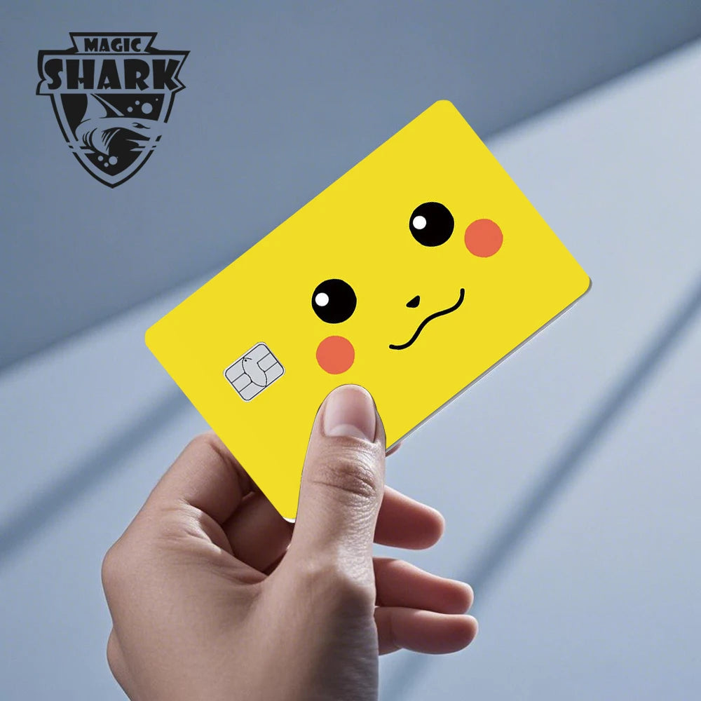 Maigc Shark Cute Pokemons Mewtwo Eevee Pikachu Gengar Sticker Film Cover for Debit Credit Card No Fade