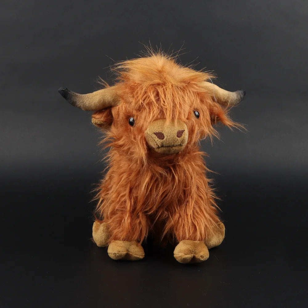 Simulation Highland Cow Animal Plush Doll Soft Stuffed Highland Cow Cattlle Plush Toy Plushie Gift for Kids Boys Girls