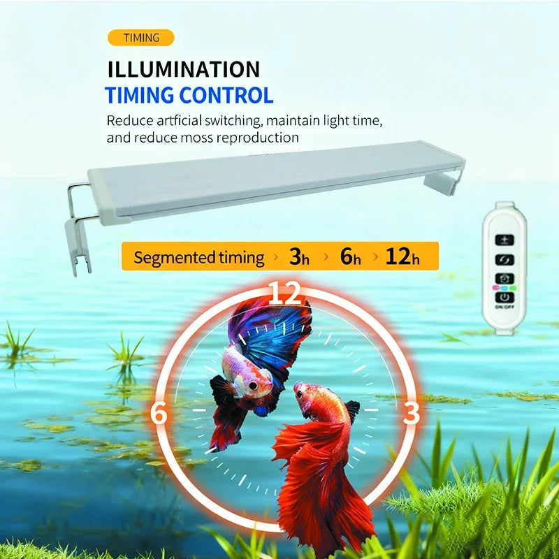 USB Fish Tank Clip Light, Dimmable Color, LED Aquarium Light for Aquatic Plant Grow Landscapes Decoration with Timer Function