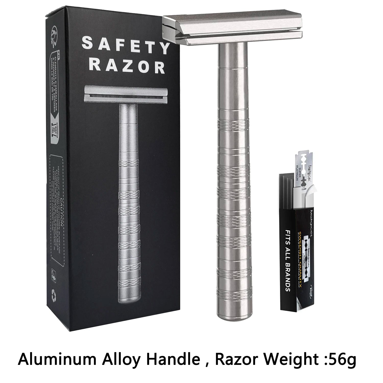 Double Edge Safety Razor with 5 Spare Blades 30° Angled Precision Reusable Single Blade Razors for Men and Women