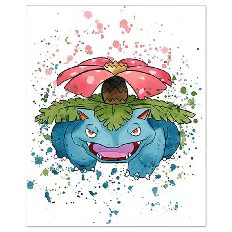 Anime Pokemon Canvas Painting Bulbasaur Charmander Squirtle Poster and Print Watercolor Wall Art Picture Home Decor Kids Gifts