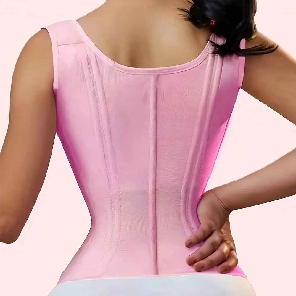 Popular High-Elasticity Court-Style Mesh Waist Cincher Corset Vest with Zipper and Button Closure Vintage Shapewear for Women