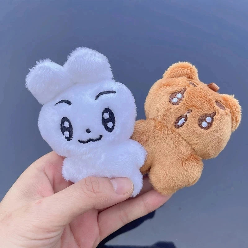 New 5pcs TXT Dolls Kpop Cartoon Soobin Beomgyu Same Plush Keyrings Q Styles Tutu Bar Two-Bar Doll Keychain Rings Bag Pendants