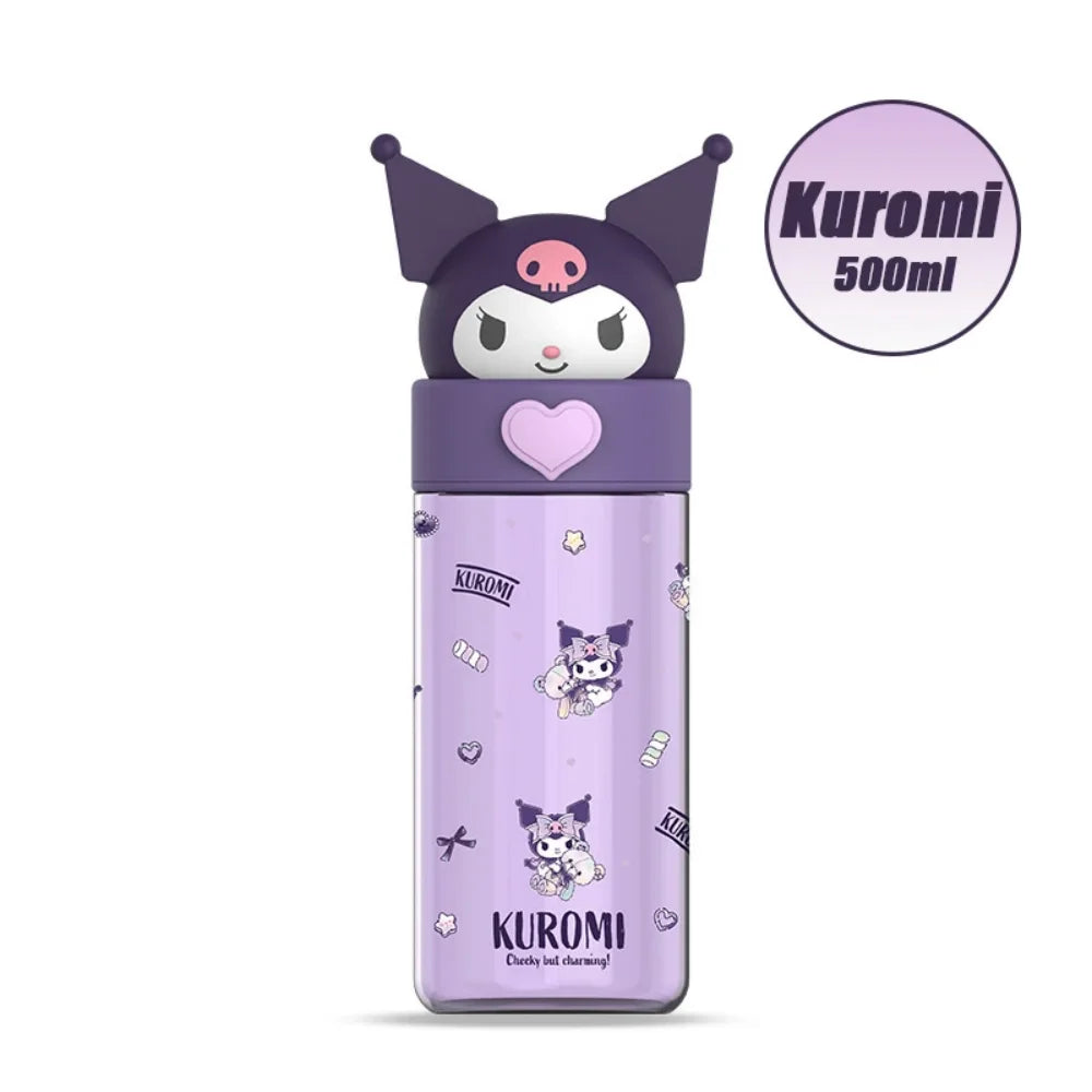 500ml Kawaii Sanrio Dolls Transparent Cup Cartoon Hello Kitty Kuromi Cinnamoroll Melody Plastic Water Bottle Gifts