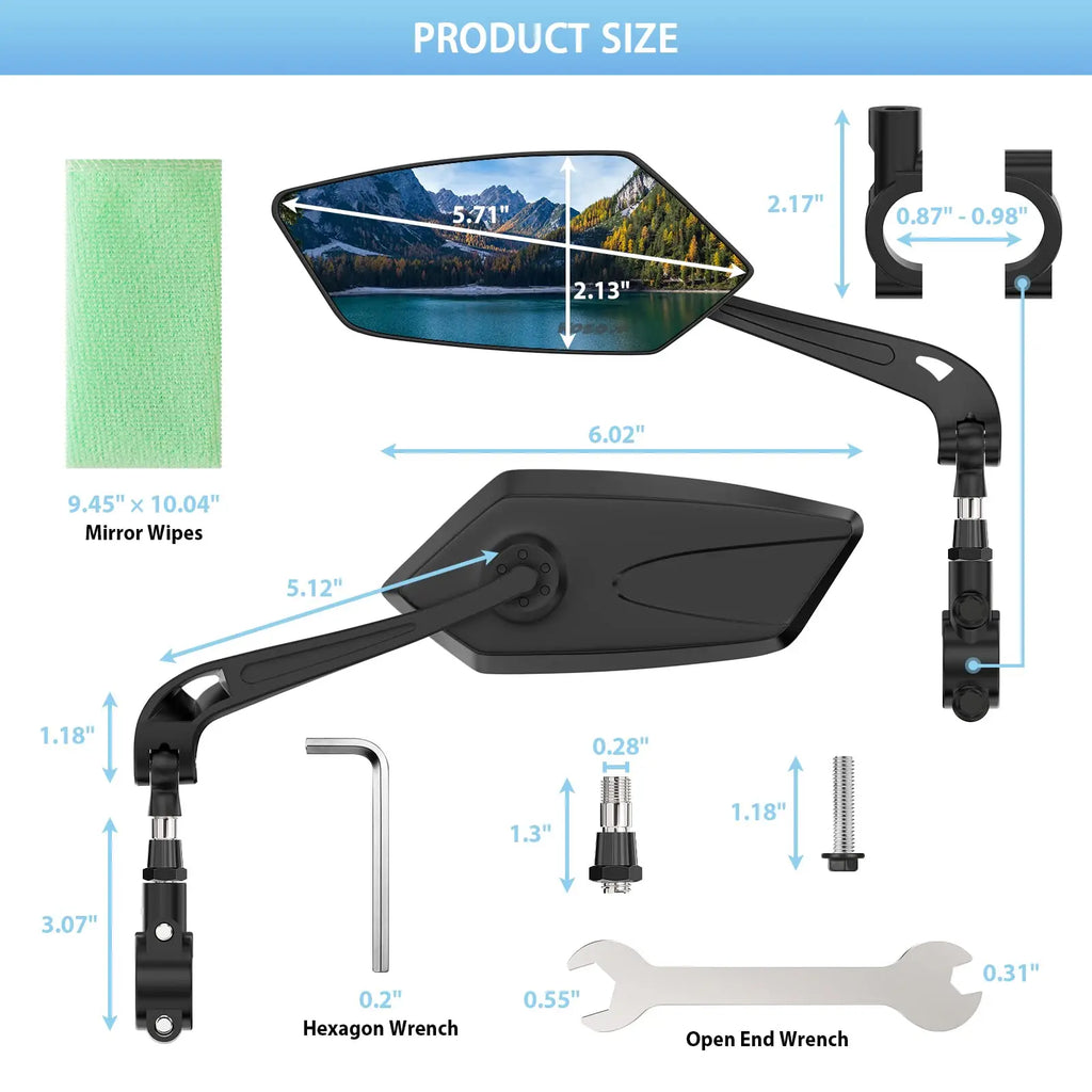 DOMEN Bicycle Rearview Wide-Angle Mirror Cycling 360° Rotate Road Bike Handlebar Rear View Mirrors Bike Accessories