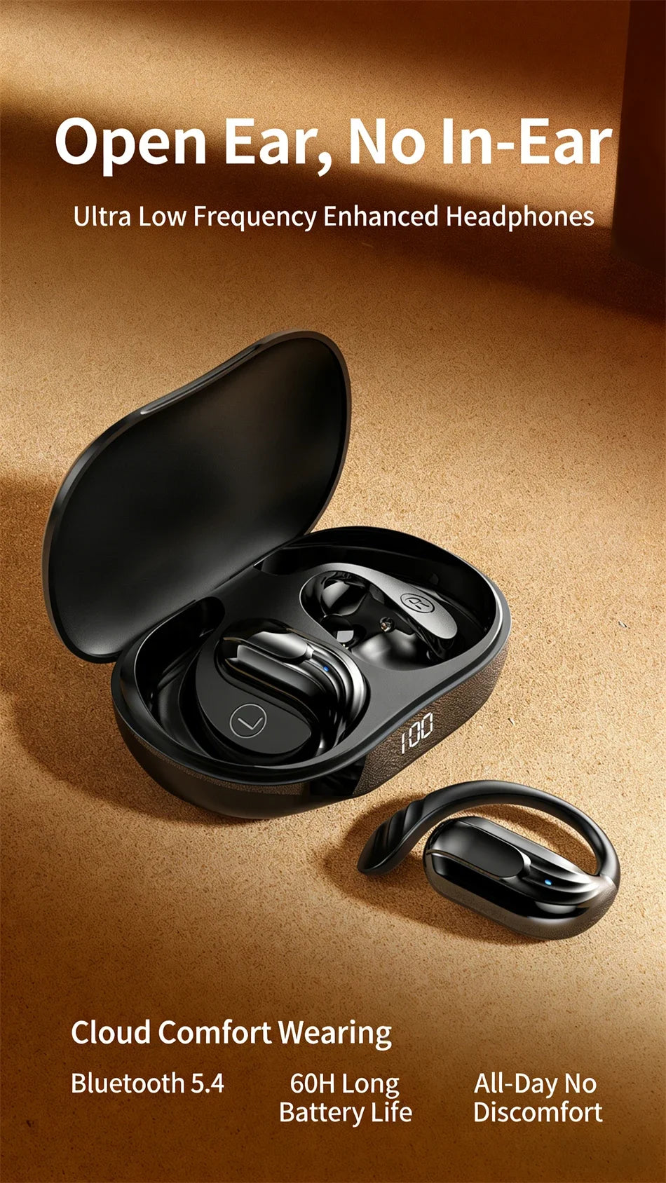 Wholesale Wireless Headphones Bluetooth 5.4 Earphones True with Mic Button Control Noise Reduction Earhooks Waterproof Headset