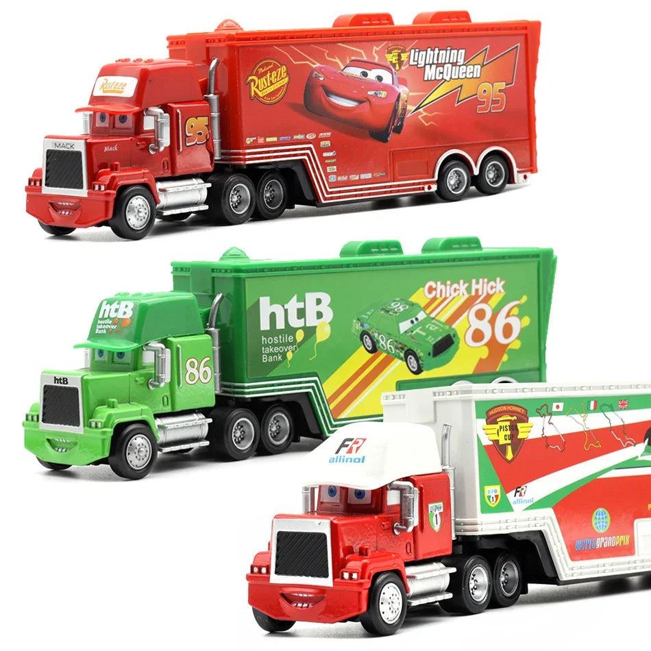 IN STOCK! Disney Pixar Cars And Truck Set Lightning Mcqueen Uncle Mike The King Cruz Model Trucks Car Christmas Gift for Kids