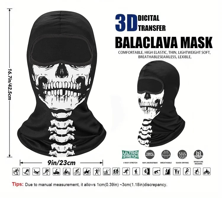 Cycling Mask Skull Quick-drying Sunscreen Balaclava Men's Motorcycle Elastic Helmet Lined Ghost Full Face Windproof Headgear