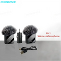 Wireless Lavalier Microphone Noise Cancelling Clip On Mic Rechargeable For IOS Android Podcast Vlog Live Recording