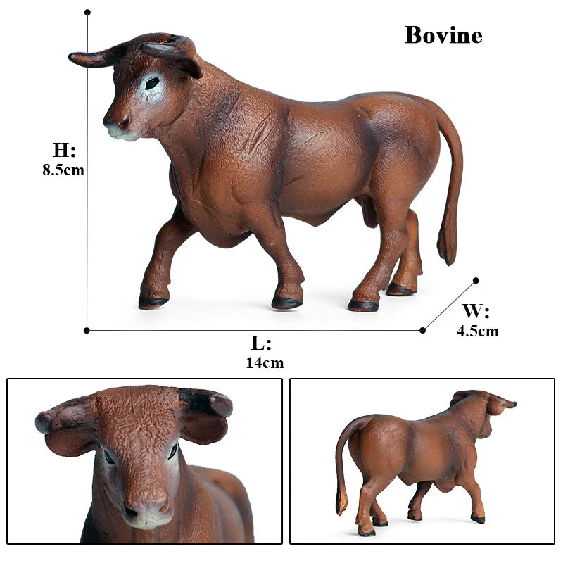 Oenux Simulation Cute Farm Animals Milk Cow Cattle Calf Angus Bull OX Buffalo Model Action Figures Educational Cute Toy Kid Gift
