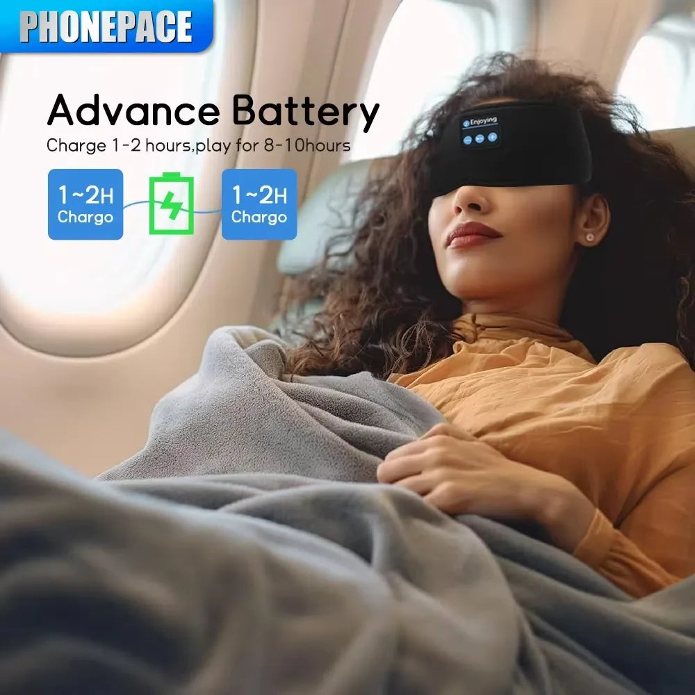 HOMEFISH BT Earphones Sports Sleeping Headband Elastic Wireless Headphones Music Eye Mask Wireless Bluetooth Headset Headband