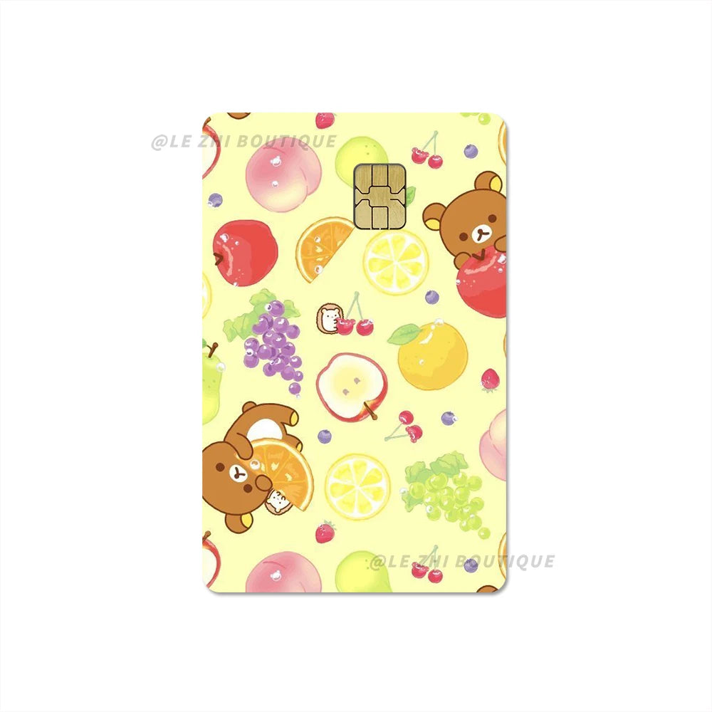 Japan Anime Cute Cartoon Bear Credit Debit Card Sticker Kawaii Bus Pass Diy Waterproof Small Chip Film Sticker Decoration