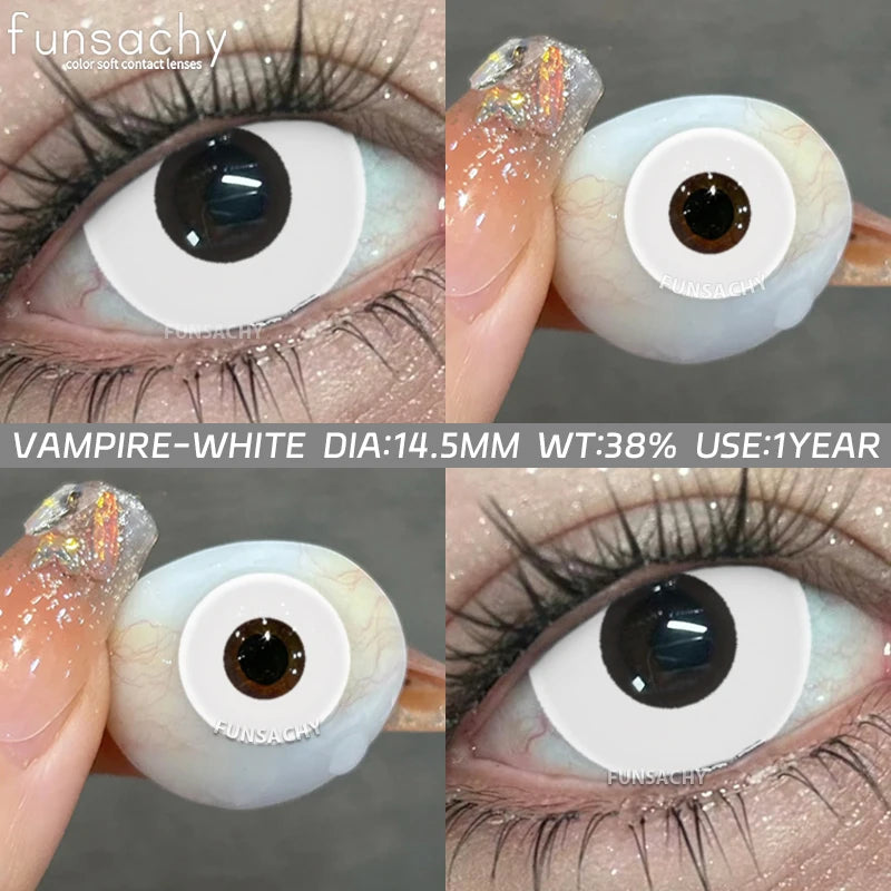 FUNSACHY 1Pair Colorful Cosplay Contact Lenses for Eyes Colored Fashion Pink Contacts Lens Green Cosmetic Pupil Yearly Red Lens
