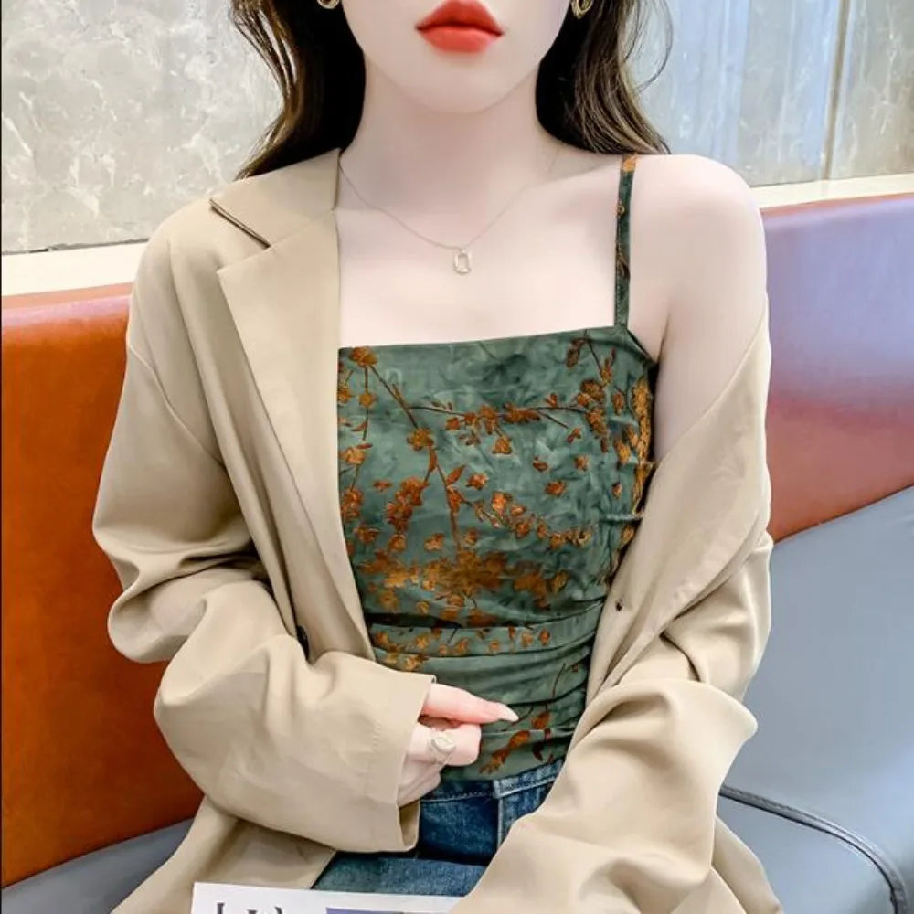 Sexy Print Jacquard Tube Top Chic Strapless Crop Top Fashion Sleeveless Camis Autumn Women Tank Top