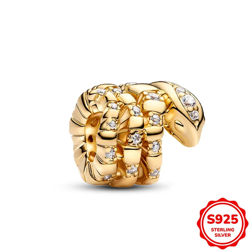 Charms plata de ley Disney Gold Plated Lily Flower Pendant Beads Fits 3mm Bracelets Necklace For Women Luxury DIY Fine Jewelry