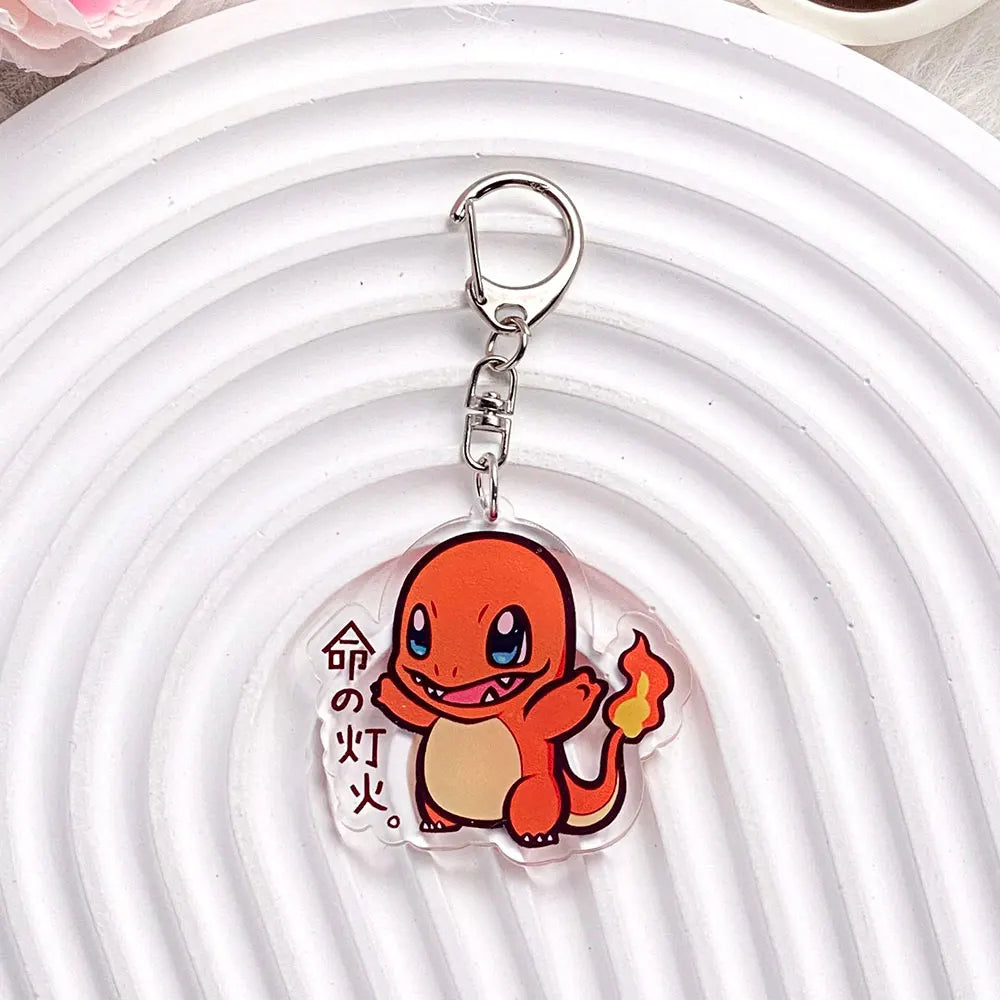 1/12PCS Pokémon Characters Pikachu Bulbasaur Acrylic Keychain Bag Charms Accessories Backpack Pendant Key Holder Friend Gifts