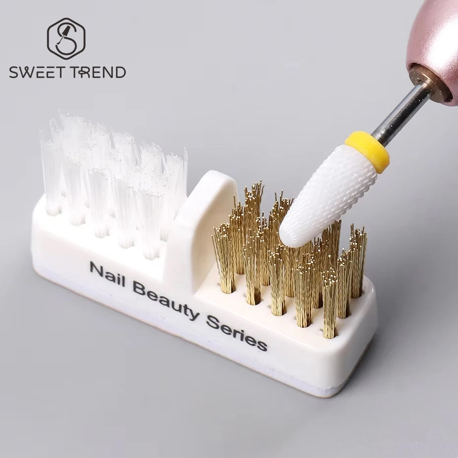 1pc Electric Nail Grinding Head Cleaning Brush Portable Manicure Drills Bits Cleanser Dual Copper Wire Brush Clean Tool Supplies