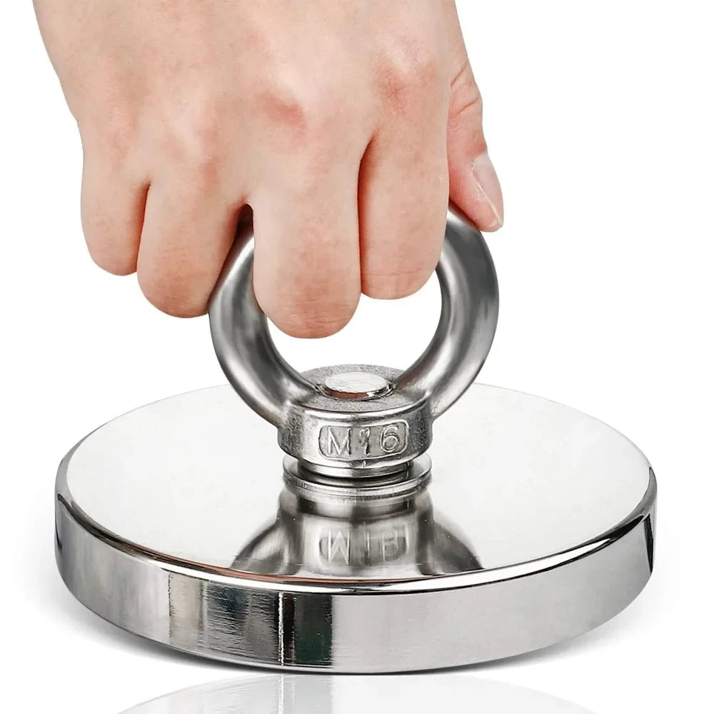 Super Strong Suction Salvage Helper, Made of N52 Heavy Rare Earth Material, with Countersunk Hole and Eyebolt Suction Metal