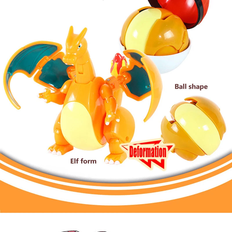 Funny Pokemon Transformation Cartoon Model Pokeball Pikachu Toys Scalable Anime Figure Dolls Model Ornaments Kids Birthday Toys