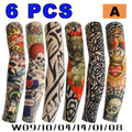 6 PCS Tattoo Sleeves Unisex Summer Cycling Sun Protection Arm Covers Beach Driving Fishing Breathable Nightclub Elastic Sleeves