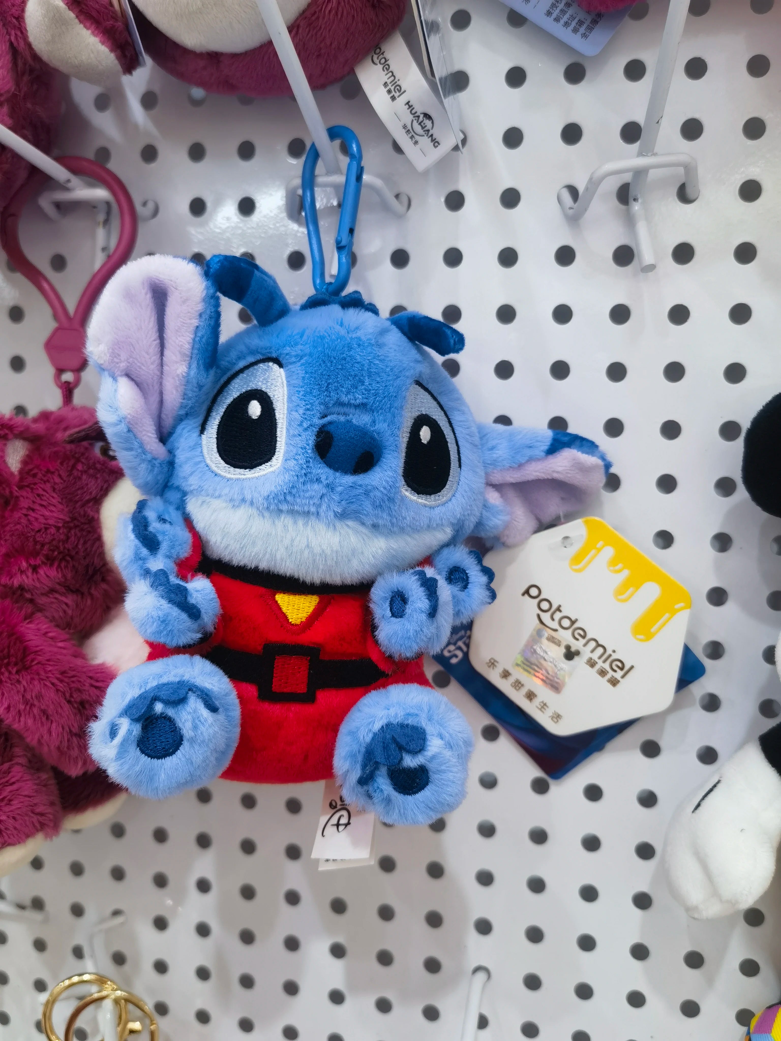 Genuine Disney Stitch Lotso Plush Toys Keychain Pendant Accessories Cute Cartoon Stuffed Doll Key Ring Toys Key Chain Gift