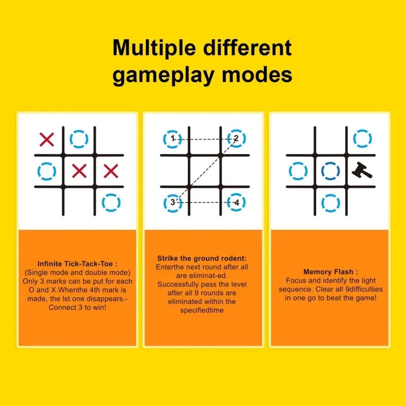 Tic Tac Toe Electronic Chessboard Multifunctional Children's Education Strategy Toy Interactive Brain Game Parent-Child Fun
