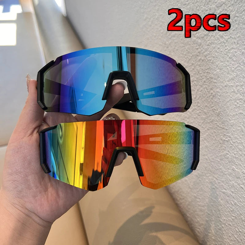 Hiking 2pcs Cycling Anti Light Glasses Men Women UV400 Sandproof Eye Protector Shades Outdoor Sports Goggle Anti Radiation Lens