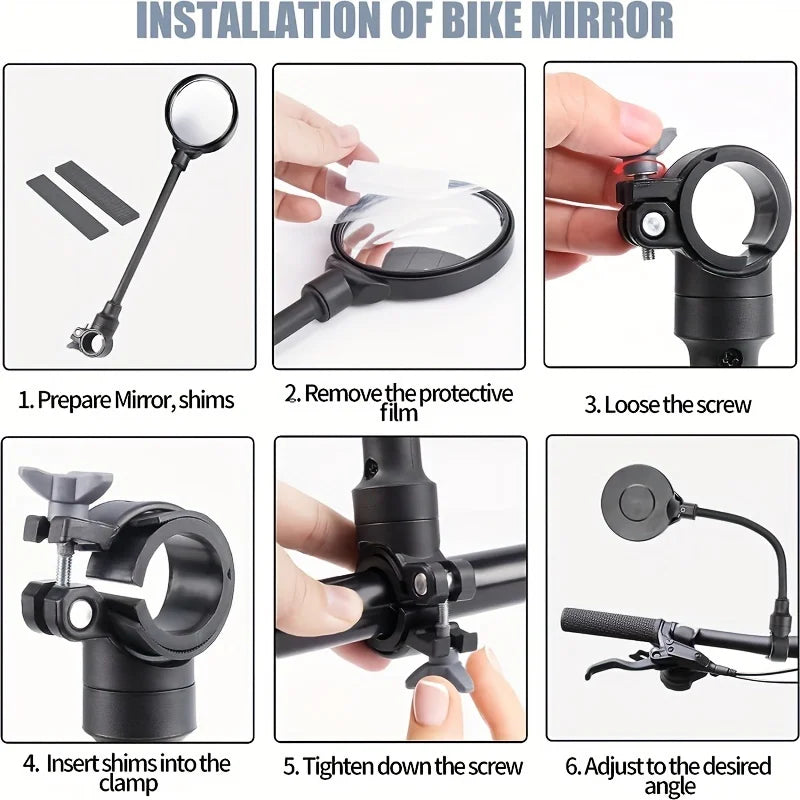 2PCS Bike Mirror Bike Handlebar Rearview Mirror Rotatable And Adjustable Wide Angle Rear View Shockproof Convex Mirror Universal
